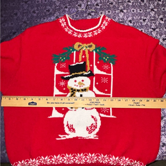 90’s Southern Lady VINTAGE UGLY CHRISTMAS SWEATER Snowman Snowflake Collar Large - Picture 7 of 9
